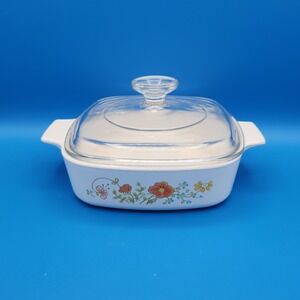 Vintage Corning Ware Wildflower Casserole Dish A-1-B with Lid A7C